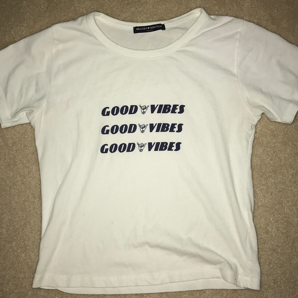 BRANDY MELVILLE White Good Vibes Graphic Tee
